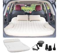 KMZ Car Mattress SUV Thick Double Sided Flocked Air Mattress Camping Mattress with 2 Cushion for SUV, Back Seat and Trunk (Beige & Coffee)