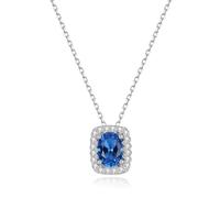 KN622501◆JerseyLee◆925 Sterling Silver Designer Jewelry Sapphire Necklace Beautiful Sparkling Diamonds Necklace | Gem for 5th/45th Anniversary | September Birthstone | Gift for Women with Gift Bag