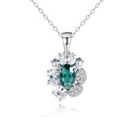 KN66303◆Jersey Lee◆925 Sterling Silver Designer Beautiful Sparkling Emerald Sun flowers Necklace Jewelry for Women with nice jewelry packaging, Fine Jewelry, Fashion Jewelry, Gifts for Women and Girls