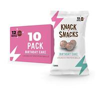 Knack Snacks Crunchy Protein Balls | Birthday Cake Flavour | 10 x 34g Bags | 12g Protein Per Bag | Lower Sugar & Naturally Gluten Free | White Chocolate Protein Snack | On-the-Go Snack Packs