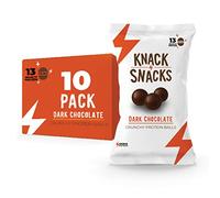 Knack Snacks | Crunchy Protein Balls - Dark Chocolate Flavour (10x 34 gram Bags) | High Protein Snack, Gluten Free Low Sugar
