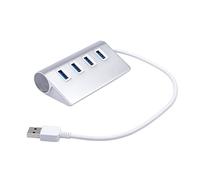 KNACRO 4-Port USB3.0 HUB 1 to 4 Silver Aluminum Alloy Supports Windows XP/Vista / 7/8/10 & MAC with USB Support