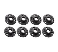 Knadgbft 1/2 Inches Malleable Cast Iron Pipe Flange, 1/2 Inches Black Pipe Threaded Pipe Nipples, 8 Pcs