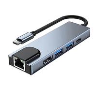 Knadgbft 1 PCS Type C to RJ45 USB 3.0 USB C HUB Type C Splitter to -Compatible 4K Docking Station Laptop Adapter with PD RJ45 USB Gray ABS+Aluminum Alloy USB-C Hub
