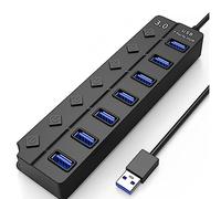 Knadgbft 1 Piece Switch Hub3.0 Splitter Hub Port Expander Black USB Computer Splitter 7 Prot 3.0+2.0 Hub