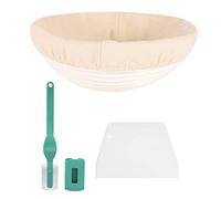 Knadgbft 10 Inch Bread Proofing Basket - Banneton Proofing Basket + Cloth Liner + Dough Scraper + Bread Lame - Sourdough Basket Set For Professional And Home Bakers Artisan Bread Making