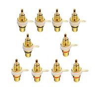 Knadgbft 10Pcs RCA Female Jack Plated Rca Connector Gold Panel Mount Chassis Audio Socket Plug Bulkhead with Nut Solder Cup