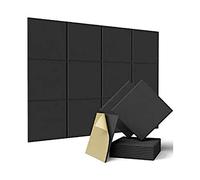 Knadgbft 12 Pack of Square Acoustic Panels 12x12x0.4Inch High Density Acoustic Panels Sound Proof Foam Panels Soundproof Insulated Beveled Edges,Black