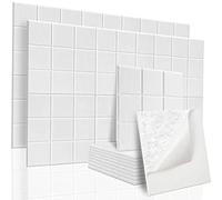 Knadgbft 12Pcs Self-Adhesive Acoustic Panels Decor Tiles,Sound Panels 9 Mesh Pin Boards,Acoustic Treatment for Studio,White