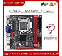 Knadgbft 1Set B75A (B75) Motherboard+SATA Cable+Baffle LGA1155 2XDDR3 RAM Slot NVME M.2+WIFI M.2 Interface SATA3.0 Motherboard