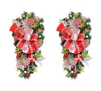 Knadgbft 2 Pcs Christmas Candy Cane Wreath for Indoor Decor, Plastic, Red and White