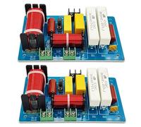 Knadgbft 2 PCS PA-2A 2 Ways Speaker Crossover Treble + 450W Pure Bass Subwoofer Frequency Divider Filters DIY Blue PCB+Electronic Components For Home