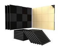 Knadgbft 24 Pack Acoustic Panels with Self-Adhesive,1 x 12 x 12 Inch Sound Proof Foam Panels,for Home Studio,Black