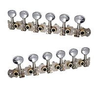Knadgbft 2Pack 6R6L Stainless Guitar Tuning Peg Machine Heads Tuners Button for Classic Folk Guitar Chrome