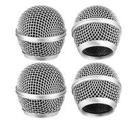 Knadgbft 4PCS Mesh Microphone Grill Head Microphone Mesh Heads for SM58 Wireless Microphone & Wired Mics Silver