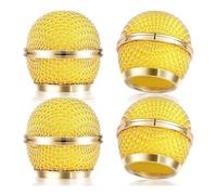 Knadgbft 4PCS Mic Grille Replacement Microphone Mesh Heads for SM58 Wireless Microphone & Wired Mics Gold