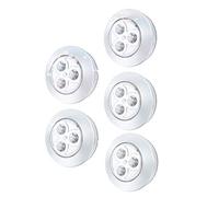 Knadgbft 5 Pack LED Battery-Powered Wireless Night Tap Press Lamp Stick-On Push Safe Lights for Hallway Kitchen Bedroom Bathroom Closets Cabinets, Silver