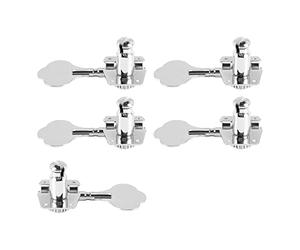 Knadgbft 5Pcs Guitar Accessory Vintage Open Bass Guitar Tuning Keys Pegs Machine Heads Tuners Black 1L4R for 5 Strings Bass Silver