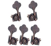 Knadgbft 5Pcs Guitar Vintage Open Bass Guitar Tuning Key Pegs Machine Heads Tuners 2L3R for 5 Strings Bass Red Bronze