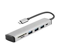 Knadgbft 6-in-1 USB C Hub Type-C to USB3.0X3+PDx1+SD/TFx1 Card Reader Docking Station with Type-C Hard Drive Power Supply Port