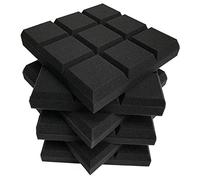 Knadgbft 6 Pack 30X30X5cm Acoustic Foam Panels, Beveled 9 Block Tiles, Sound Panels Wedges Soundproof Sound Insulation Absorbing