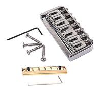 Knadgbft 7 String Guitar Bridge Fixed Saddle Wrench Screws with Brass Bridge Pillow for Electric Guitar Accessories