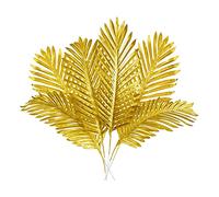 Knadgbft 8 Pcs Artificial Gold Palm Leaves Decoration Realistic Golden Plants Leaf Decoration Faux Gold Leaves Decoration