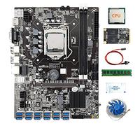 Knadgbft B75 12 USB3.0 BTC Mining Motherboard CPU+Fan+4G DDR3 RAM+120G MSATA SSD+Thermal Grease+Switch Cable LGA1155 DDR3 SATA3.0