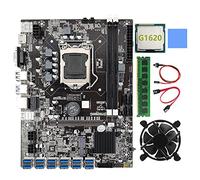 Knadgbft B75 BTC Mining Motherboard 12 PCIE to USB LGA1155 DDR3 4GB 1333Mhz RAM+G1620 CPU+SATA Cable B75 ETH Miner Mining