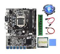 Knadgbft B75 BTC Mining Motherboard 12 PCIE to USB LGA1155 DDR3 4GB 1600Mhz RAM+G1620 CPU+SATA Cable B75 ETH Miner Mining
