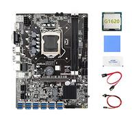 Knadgbft B75 ETH Mining Motherboard 12 PCIE to USB+G1620 CPU+Switch Cable+SATA Cable+Thermal Grease+Thermal Pad B75 Motherboard