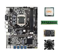 Knadgbft B75 USB BTC Mining Motherboard+CPU+Fan+DDR3 4GB 1600Mhz RAM+128G MSATA SSD LGA1155 8XPCIE to USB B75 BTC Motherboard