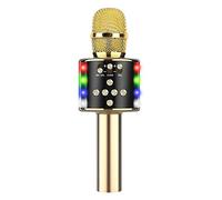 Knadgbft Bluetooth Wireless Handheld Microphone Speaker Music Player Singing Recorder Mic for KTV Party Karaoke,Gold
