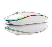 Knadgbft BT5.1+2.4Ghz Wireless Mouse with Mouse Jiggler,Rechargeable 2.4G Mouse, Mouse Mover for USB-Enabled Computer Reusable White