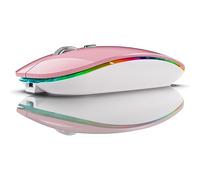 Knadgbft BT5.1+2.4Ghz Wireless Mouse with Mouse Jiggler,Rechargeable 2.4G Mouse, Mouse Mover for USB-Enabled Computer Easy to Use Pink