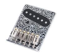 Knadgbft Electric Guitar Roller Saddle Bridge with Guitar Pickup for TL Guitar Accessories Silver Black