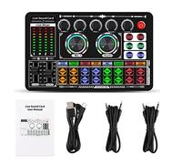 Knadgbft F999 Sound Card Audio Mixer Live Sound Card Voice Changer Mixing Console Amplifier Sound Card Phone Computer Universal