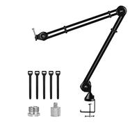 Knadgbft Heavy Duty Microphone Boom Arm Stand Adjustable Suspension Scissor Mic Stand with Adapter,for Voice Recording(Black)