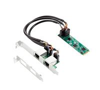 Knadgbft M.2 to Dual Port 2.5G Ethernet NIC Network Card 2Port RJ45 B Key and M Key 2500 Mbps RTL8125B Chipset for Gaming