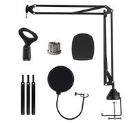 Knadgbft Microphone Stand Suspension Boom Scissor Arm Stands with 3/8-5/8 Screw/Table Mounting Clamp/Filter/Clip Holder