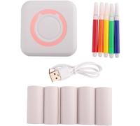 Knadgbft Mini Portable Thermal Printer Wireless Bluetooth Printer Multifunctional Label Printer with Thermal Paper+Color Pen B