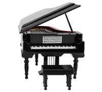 Knadgbft Miniature Grand Piano Model Kit Musical Instrument with Chair,for Home Office Decoration(Black, Without Music) Small