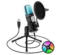 Knadgbft RGB USB Condenser Microphone Cardioid Gaming Microphone with Shock Absorption Mounted Filter