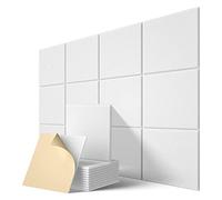 Knadgbft Self-Adhesive Acoustic Panels 12 Pack,12 x 12 x 0.4 inch Sound Proof Padding,Sound Absorbing Panel for Home,White
