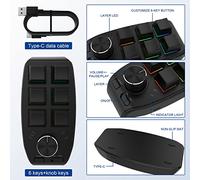 Knadgbft USB Custom Programming Macro Knob Keyboard 6 Keys Copy Paste Mini Button for Photoshop Gaming Mechanical Keyboard Black