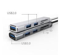 Knadgbft USB HUB 3.0 USB-A Hub Splitter 5 Port USB3.0 with TF/SD Card Reader High Speed Data Transfer for Laptop Computer Durable B
