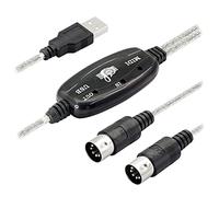Knadgbft USB MIDI Cable Adapter, USB Type A Male to MIDI Din 5 Pin In-Out Cable Interface with LED Indicator for Music Keyboard