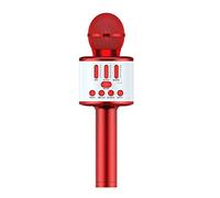 Knadgbft Wireless Karaoke Toy Microphone for Children,Bluetooth Portable Microphone with LED Light,Birthday, Red