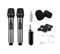 Knadgbft Wireless Microphone Professional Handheld 2 Channels UHF Mic Adjustable Band Reverberation for Stage Karaoke Party
