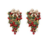 Knadgbft2Pcs Christmas Front Door Wreath Xmas Teardrop Wreath Set Kit for Front Door, Wall, Fireplace